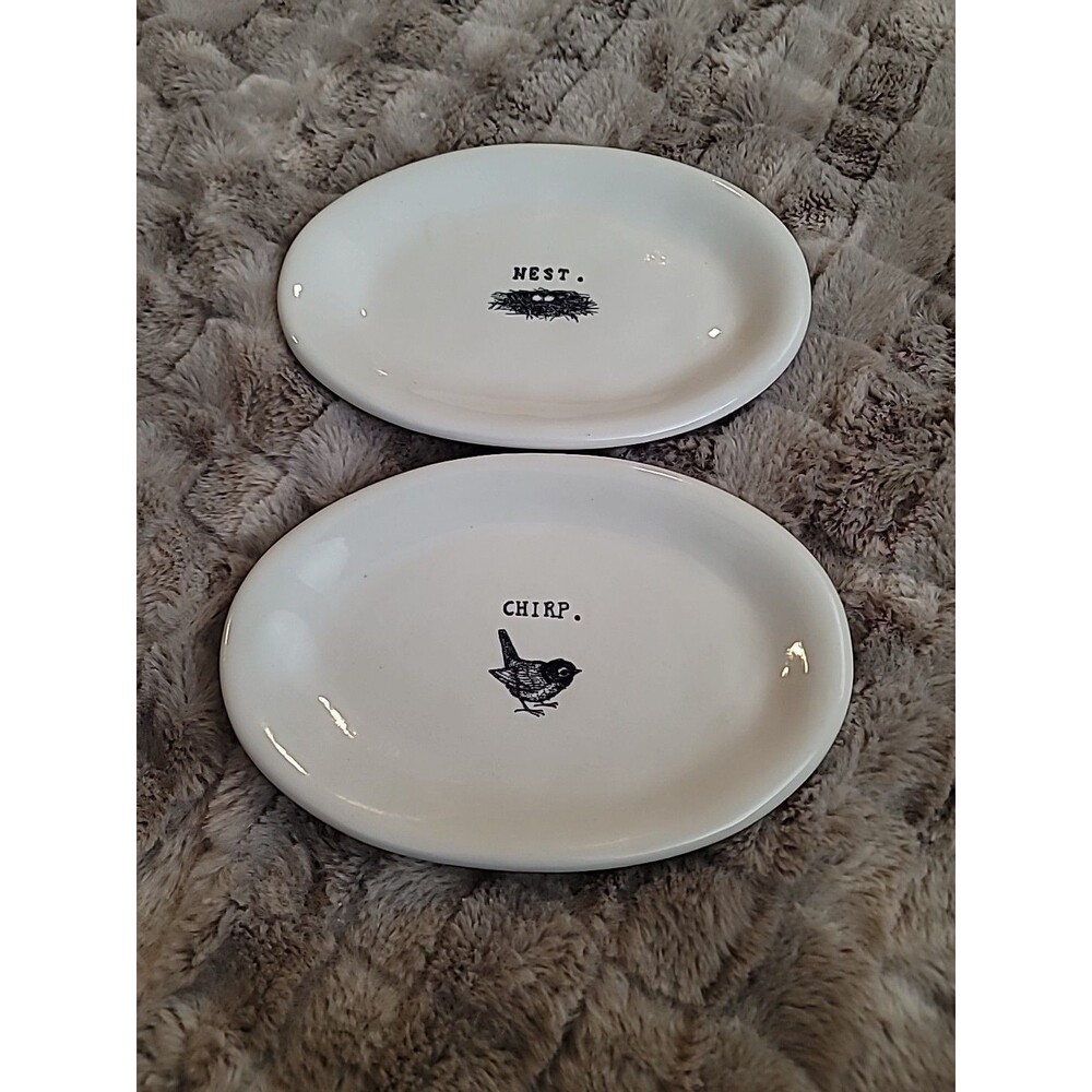 Rare Vintage Rae Dunn M By Magenta Oval Plates Set Of 2 Nest And Chirp